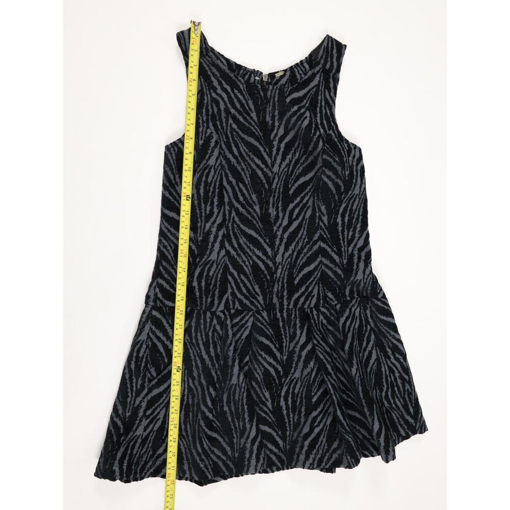 Free People Chenille Zebra Drop Waist Pleated Mini Dress Pockets Boho Fall XS - Picture 13 of 16